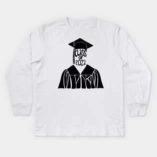 Class of 2022 Graduation Cap and Gown in Black Kids Long Sleeve T-Shirt